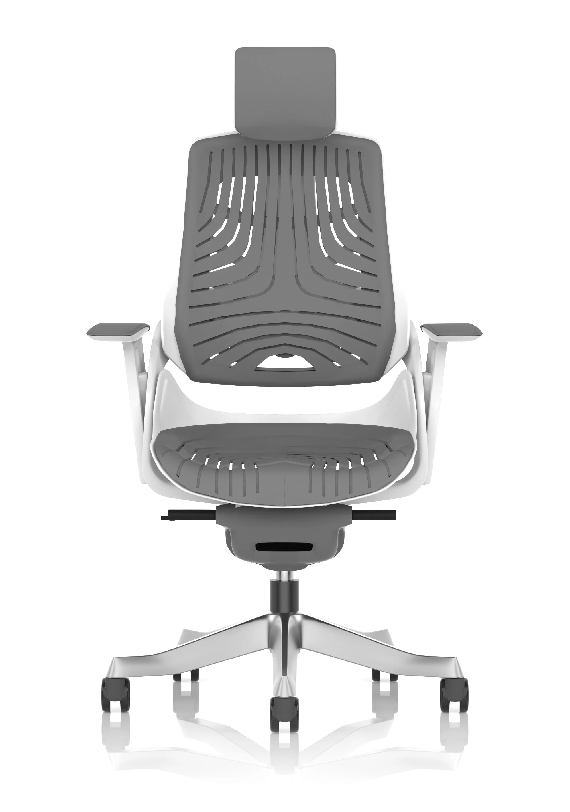 Zure High Back White Shell Elastomer Executive Office Chair with Arms