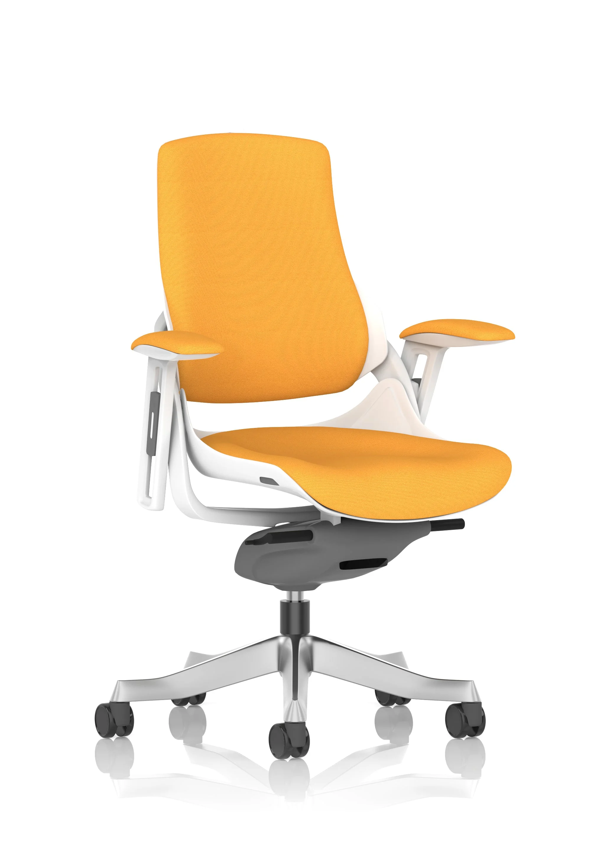Zure High Back White Shell Fabric Executive Office Chair with Arms