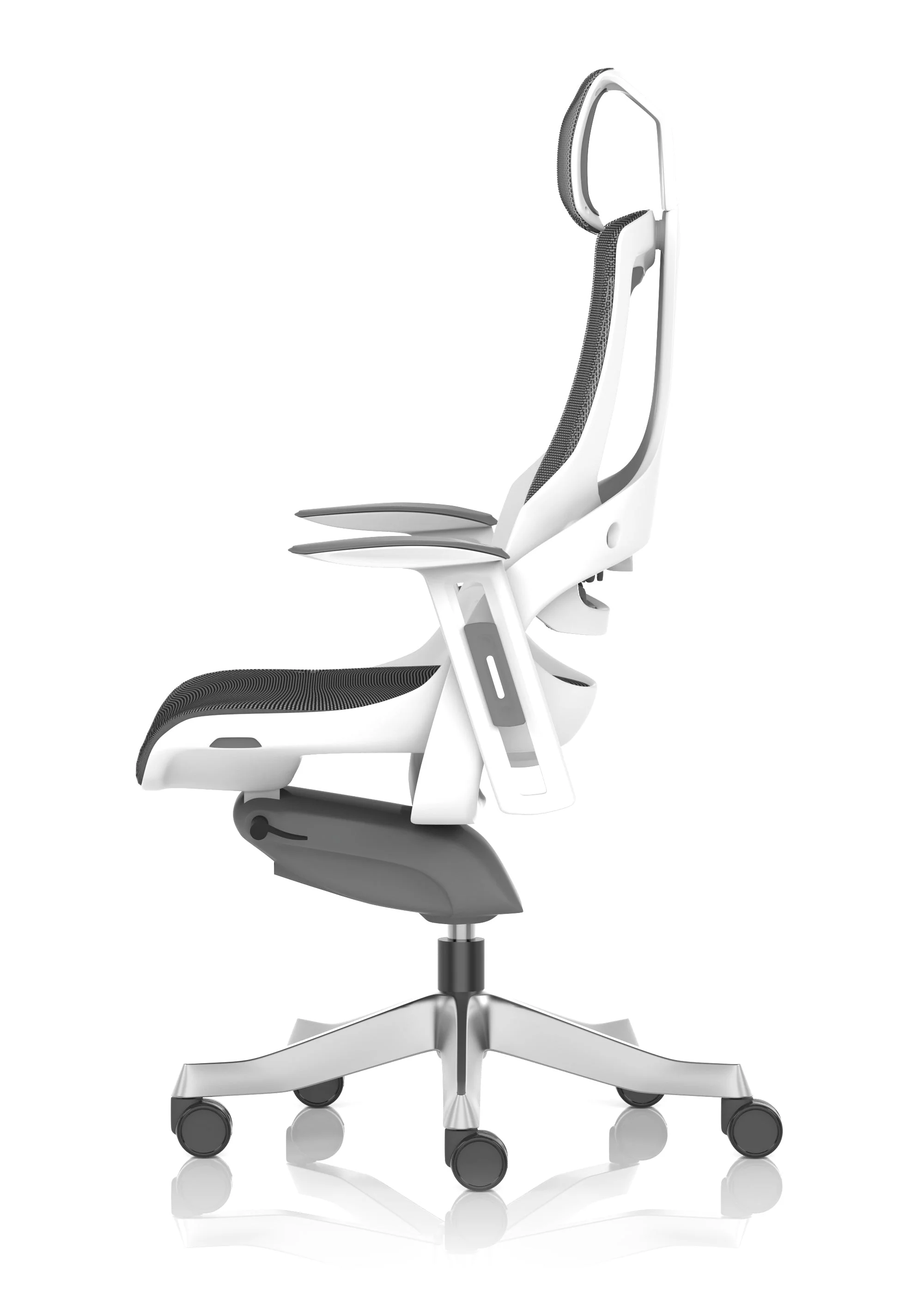 Zure High Back White Shell Mesh Executive Office Chair with Arms